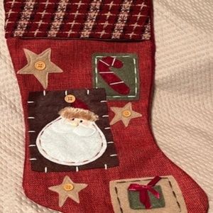 Santa Claus Country-Decor Style Holiday Red Christmas Stocking 17” NWOT Stars